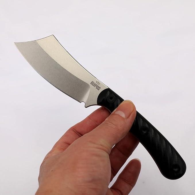 3.3 Inch DC53 Fixed Blade Outdoor Camping Straight Knife with Kydex Sheath Gift for Men (Black handle white blade)