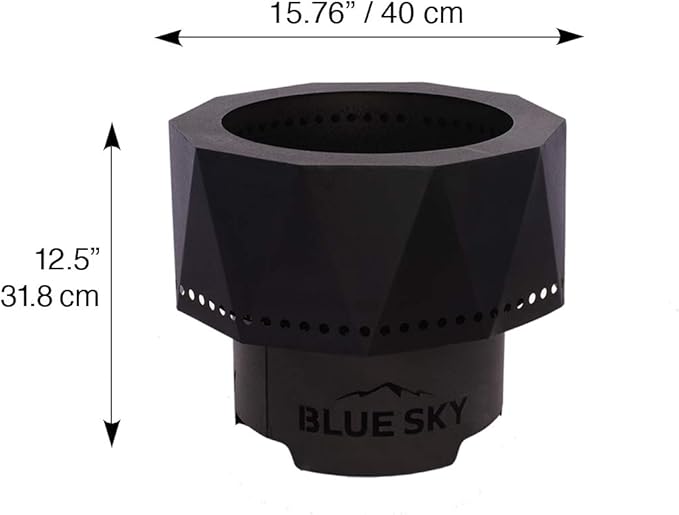 Blue Sky Outdoor Living Ridge Portable Fire Pit Smokeless Fire Pit with Spark Screen Lift and Carrying Bag Black