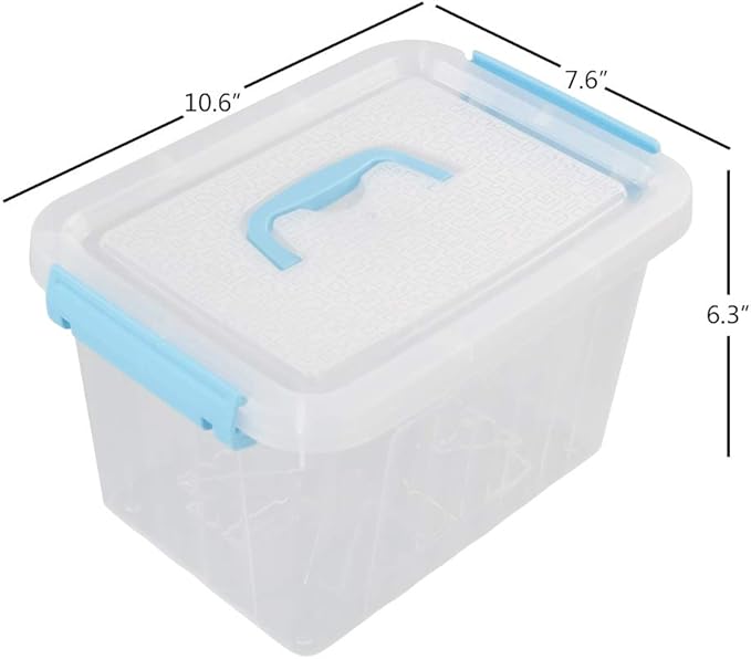 Hespama 6 Quart Storage Bin Plastic Latching Box/Container with Lid 4 Packs