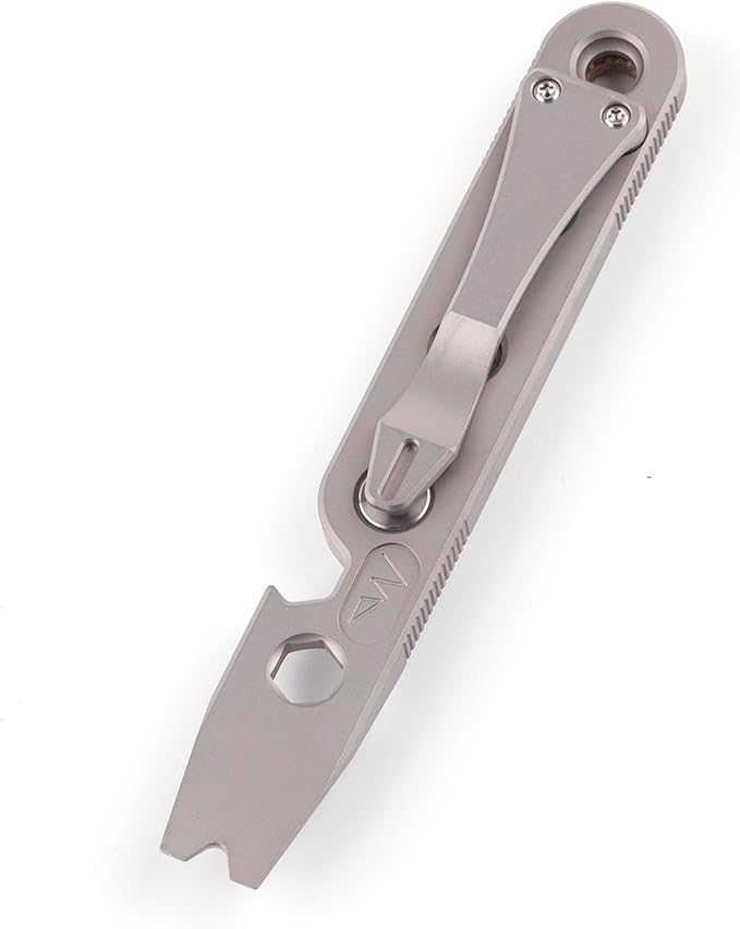 Hamans Pry Bar Multi Tool Titanium with Pocket Clip Multi Functions Bottle Opener Wrench Nail Puller 4.72“