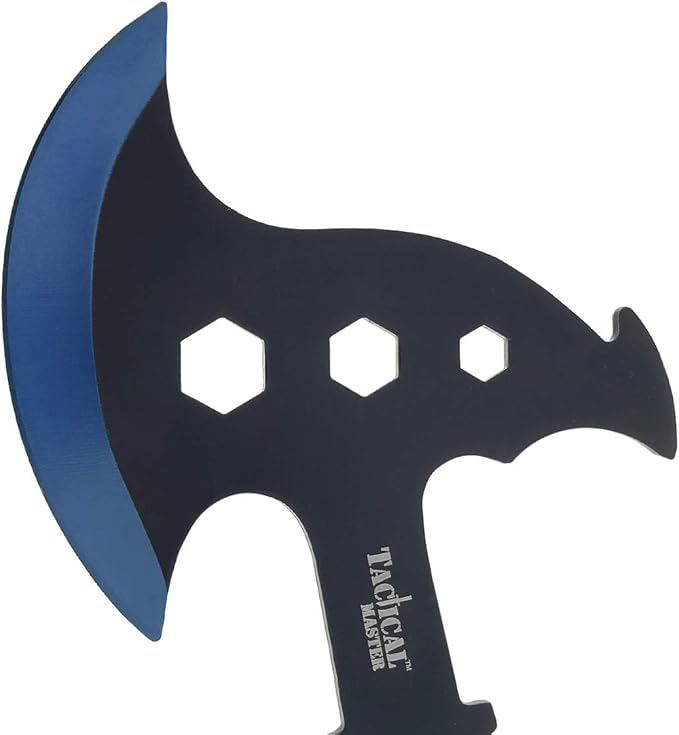 Target Master Tactical Black 10-inch Survival Tomahawk Throwing Axe with Sheath Camping Hunting Fishing Survival Hawk Hatchet (Blue)