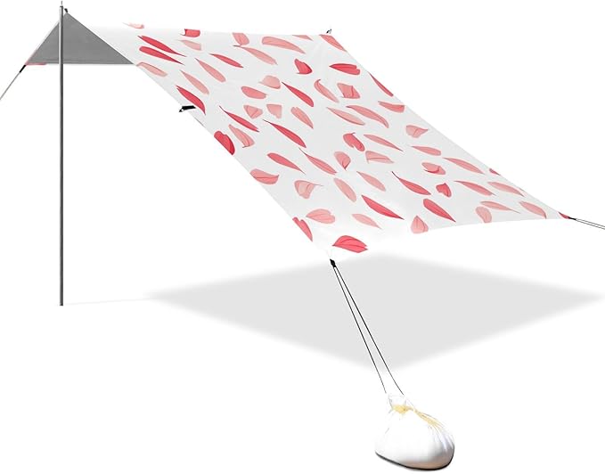 ALAZA Red Rose Petals Beach Tent Sun Shelter Portable Canopy Sunshade for Outdoor Camping Picnics Backyard Fun 10x9 ft