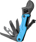 Multi-tool spanners adjustable spanners hammers knives steel files can openers hexagonal wrenches double-row saws for maintenance camping and Gifts (blue)