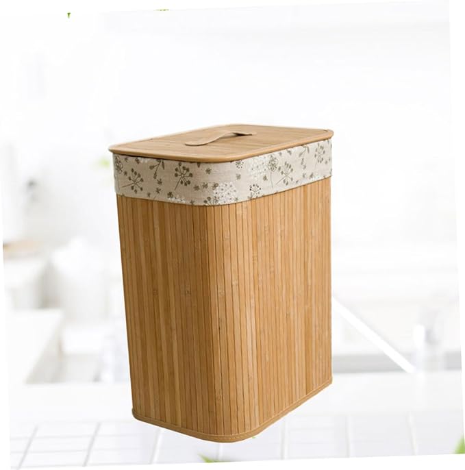 LABRIMP Large Woven Laundry Basket Lid Storage Bucket for Clothes Folding Cover Design
