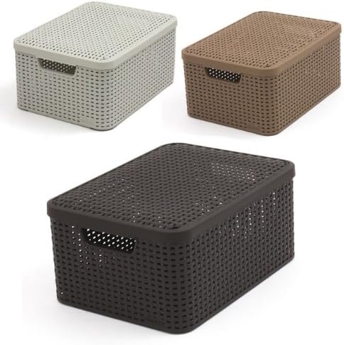 Curver Style 205839 Storage Box Rattan Look Size S with Second-Generation Lid Polypropylene