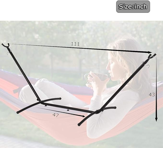 Hammock Stand Portable Heavy Duty Hammock Stand Steel 9ft Stand for Outdoor Patio or Indoor with Carrying Case 2 Person 330 Capacity (No Hammock)