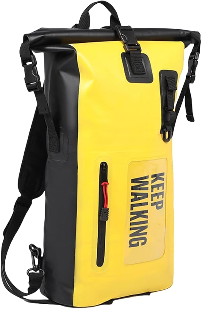 Generic Outdoor PVC Waterproof Dry Backpack Water Floating Bag Roll Top Sack Dry Bags for Kayaking Waterproof Flotation 30L (Yellow30L)