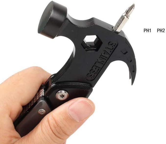 Hammer &amp Pliers Multi-functional Tool 14 In 1 Portable Kit for Car Emergency Camping Household (Hammer Bottle Opener Survival Camping Knife Hand Saw) Stainless Steel