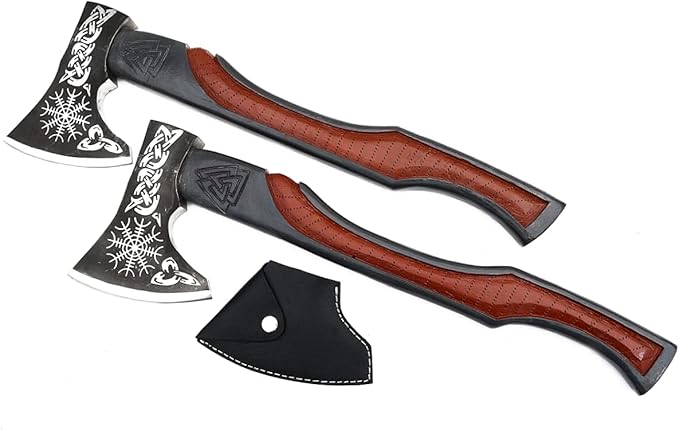 Custom Handmade carbon Steel Viking Axe Etched Head