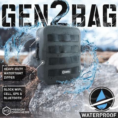 Mission Darkness Dry Shield MOLLE Faraday Pouch (2nd Gen) // Waterproof &amp Submergible Dry Bag + RF Shielding Liner. Signal Blocking Anti-tracking EMP Shield Data Privacy Electronic Device Secu