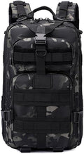 30L Comfortable Durable Military Tactical Backpack w/USA Flag Patch MOLLE Hiking Camping Travel Bag（black camouflage）