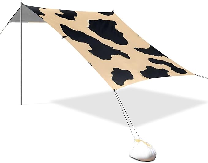 ALAZA Light Yellow Cow Pattern Beach Tent Sun Shelter Portable Canopy Sunshade for Outdoor Camping Picnics Backyard Fun 10x9 ft