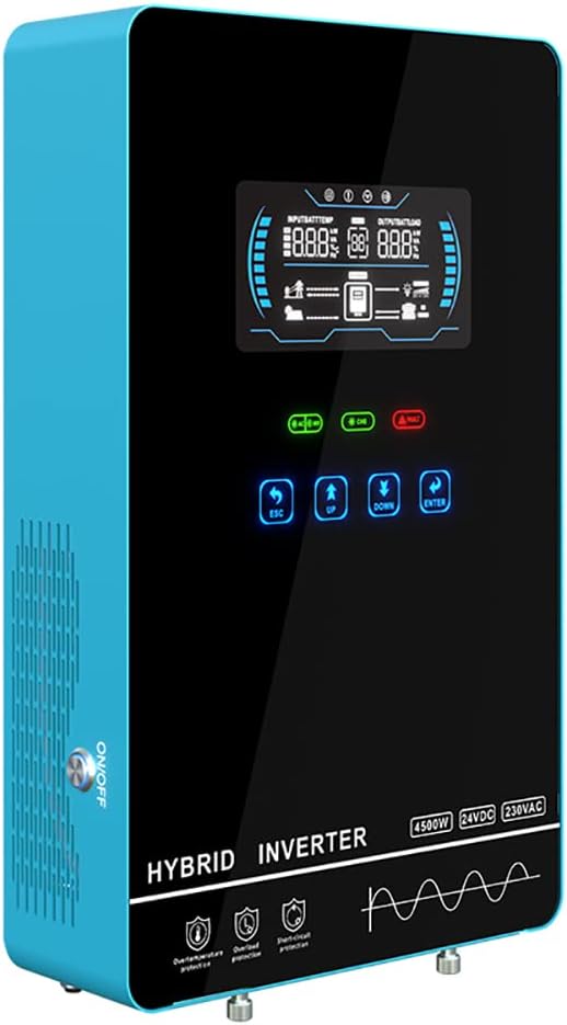 Y&ampH 4000W Hybrid Solar Inverter DC24V 120VAC Pure Sine Wave Output Battery-Free Starting Built-in 140A MPPT Charger 6.25 Touch LCD UPS/Line/Battery Mode for Off-Grid Home/RV/Energy Storage Sy