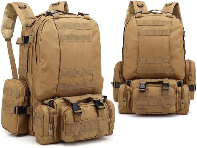 Tactical Backpack Military Molle Hiking 55L Outdoor mountaineering camping traveling camouflage tactical khaki