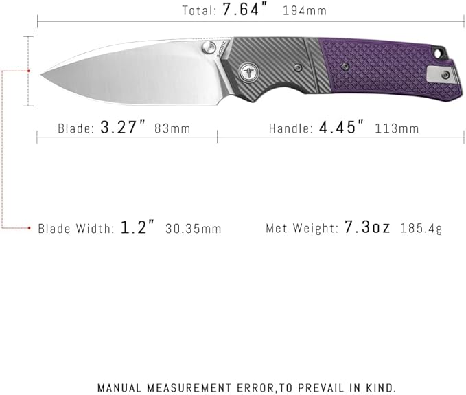 XUN125-PGS Pocket Folding Knife for Man 3.27 14C28N Steel Satin Blade for Camping &amp FishingReversible Clip