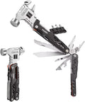 MALOM 18-in-1 Upgraded adjustable Hammer Stainless Steel multitool Pliers with Replaceable Tungsten Wire Cutters Bottle Opener Nylon Sheath Ideal for Camping Survival Hunting (Black)