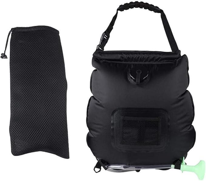 TopHomer Solar Shower Bag with Hose Shower Head Thermometer 20L Foldable Camping Shower Bag On-Off Switchable Shower Head for Hiking Beaches Garden Sprinkler Bags