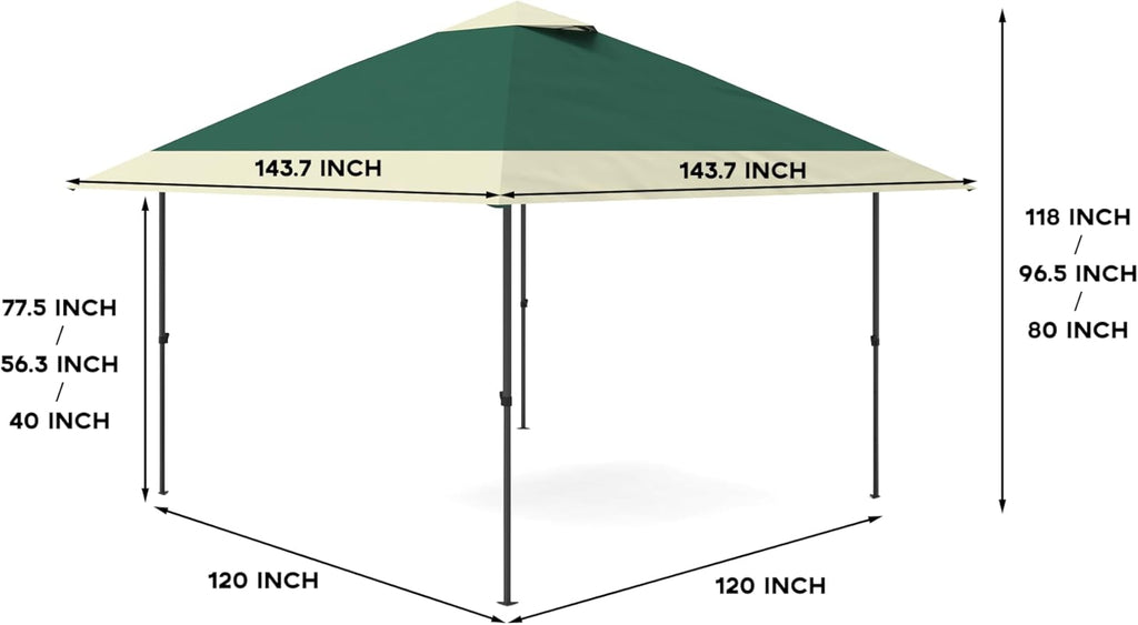 12' x 12' Outdoor Gazebo Heavy Duty Double Roof Patio Gazebo with Netting and Curtains Outdoor Patio Canopy for Deck Backyard Garden Lawns Dark Green &amp Gray