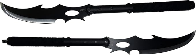 Fantasy Master – FMT-054BK - Dual Fantasy Naginata – 55.5-inches Overall Black and Satin Finish Stainless Steel Blades 550 Paracord Wrapped Nylon Fiber Handles – Fantasy Collectibles Black