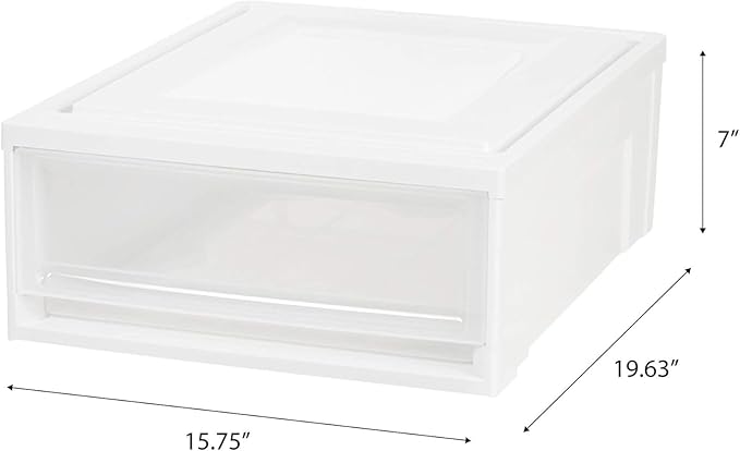 IRIS USA 22 Qt Under Bed Storage Drawer Stackable Plastic Organizer Bin Smooth-Glide Sliding Drawer 8 Pack White