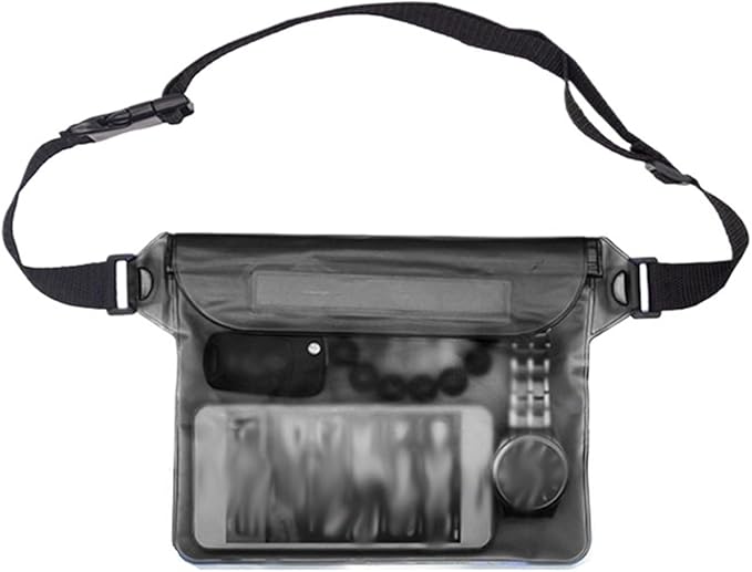 Waterproof Dry Bag Waterproof Dry Bag Handbag Minimalist Handheld Makeup Bag One Shoulder Waterproof Swimming Bag Outdoor Travel Small Toilet Bag for SwimmingBoating(Black Style B)
