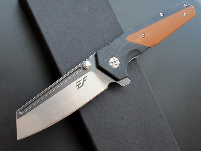 Eafengrow EF68 Folding Knife D2 Blade and G10 Handle with Clip Ball Bearing Everyday Carry Tool for Outdoor Rescue Survival (EF68-brown)