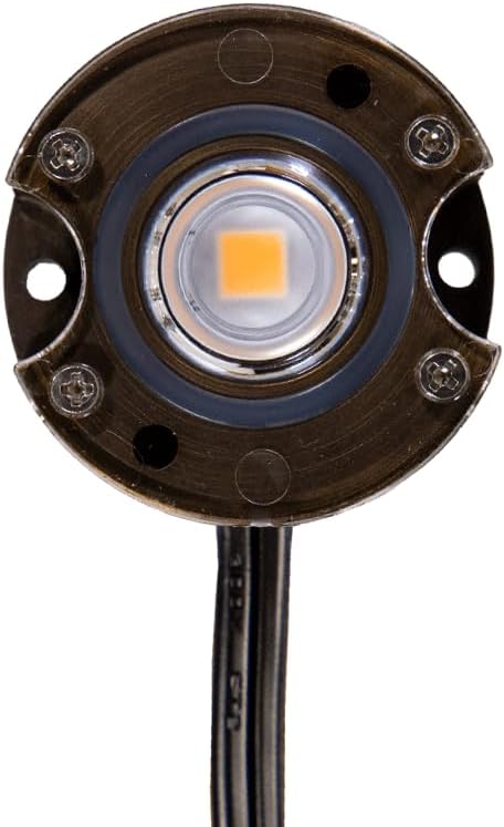 VOLT 12V 1W 2700K Warm White IP67 Watertight 116 Lumen Solid Brass BuddyPro LED Puck Light (Turret Top) for Deck Step or Hardscape Outdoor Lighting