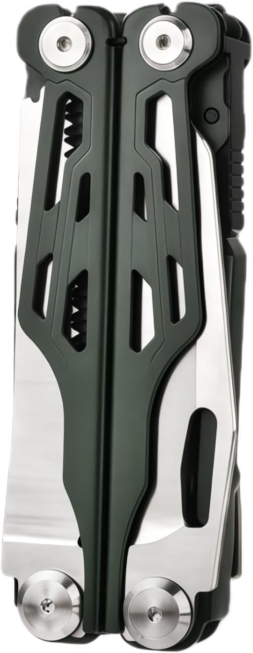 Multitool 20-in-1 Full-Size Lightweight EDC Tactical Gear Camping Knives &amp Tools Gift Ideas for Men Equipment for Emergencies Hiking and Outdoor Camping Multi-Purpose Pliers (Green)