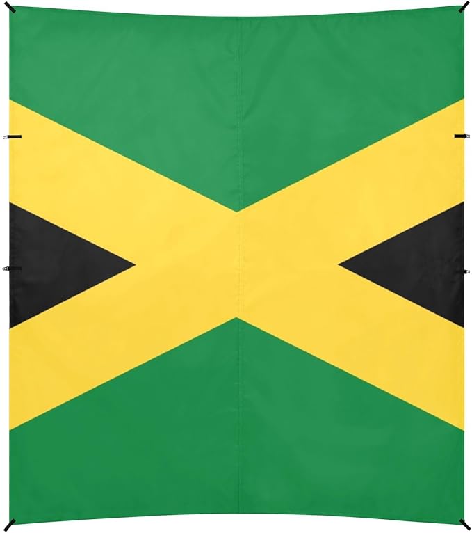 Jamaica Flag Beach Tent UPF50+ Protection Easy Setup Shade Sun Shelter with Sandbags Sand Shovel Poles for Backyard and Camping