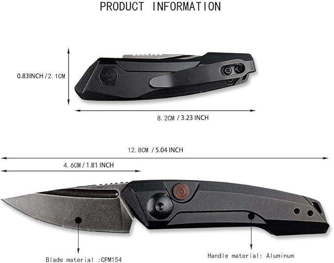 HUAAO Mini Pocket Folding Knife 1.81 Inch Drop Point Blade Aluminum Handle Box OpenerCamping EDC Tool