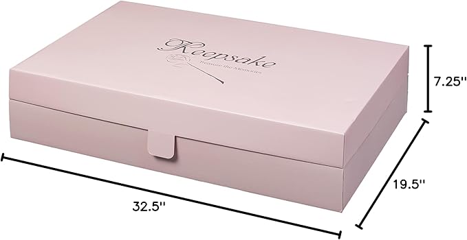 Foster-Stephens Wedding Dress Preservation Kit | Stylish Wedding Gown Garment Storage Box | Closet Storage Organizer for Quilts Gowns Dresses Family Heirlooms | Pink Large