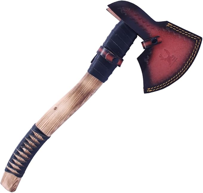 18 Custom Handmade Damascus Steel Throwing Axe Hatchet Ash Wood Handle
