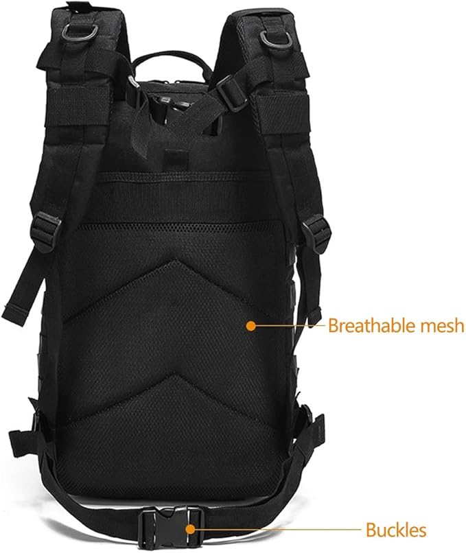 35L Military Tactical Backpack Army 3 Day Assault Pack Molle Bag Backpacks Rucksack For Hiking Fishing (Black)