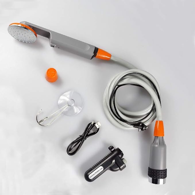 Moonight Portable Camping Shower Battery Powered Helio Pressure Shower for Outdoors Camping Pet Cleaning Car Washing Plants Watering Battery Powered Pump Watering System