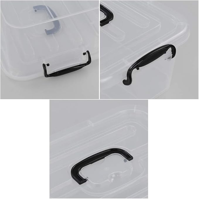 8 Liter Plastic Storage Box 2-Pack Clear Storage Bins with Handles