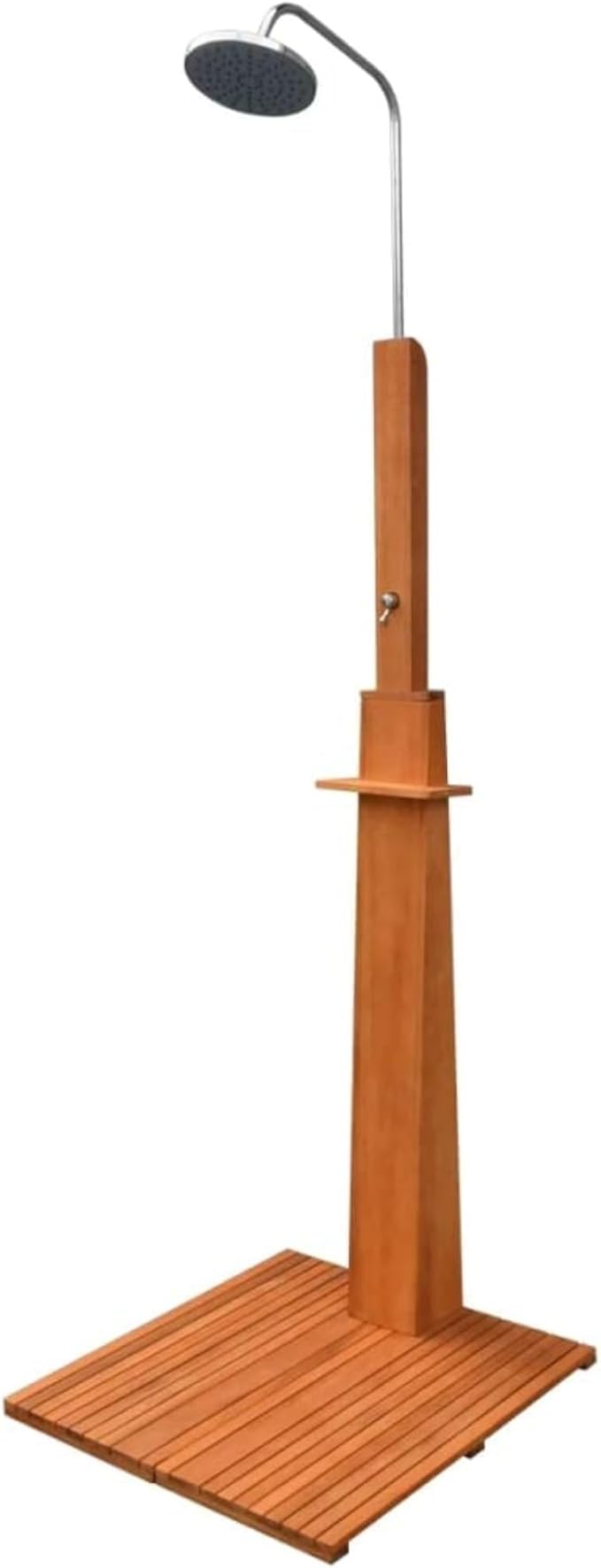 Ergode Height-Adjustable Outdoor Shower | Eucalyptus Wood and Steel | Pool Showers for Outside | Freestanding Outdoor Shower | Portable Shower for Camping
