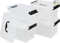 4-Pack 5 L Plastic Storage Bins with Lids and Black Handle Clear Storage Container Latch Boxes