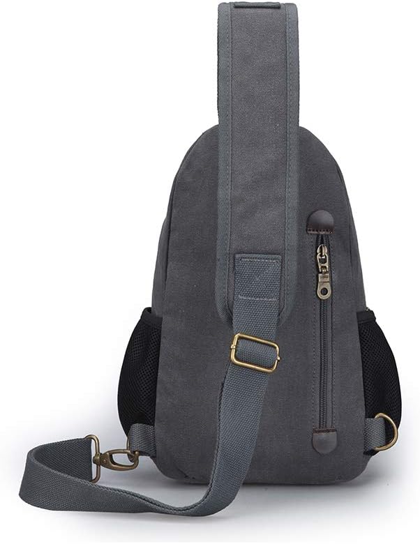 SIMU Sling Bag Pack Canvas Shoulder Sling Backpack Small Crossbody Chest Bag for ipad mini (Large grey)