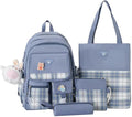 Rucksack Shoulder Bag Small Fresh Plaid Large Capacity Backpack Four Pieces Backpack Fashion Shoulder Bag Handbag