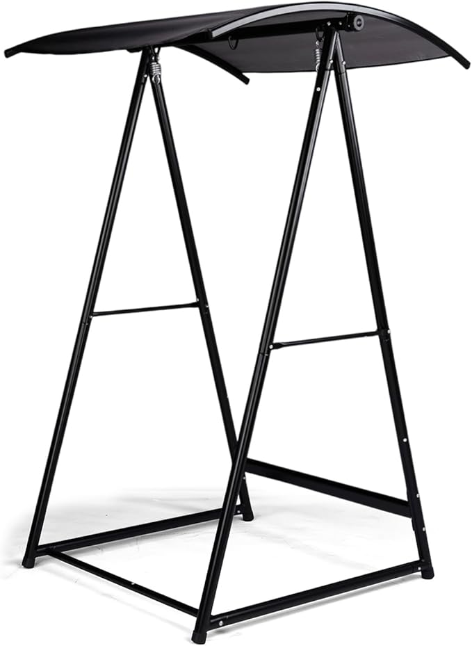 OnCloud Outdoor Hammock Chair Stand with Canopy Heavy Duty Hammock Stand Only Swing Stand with 3 Hooks Max Load 660lbs Fits Most Hanging Chairs Frame Black