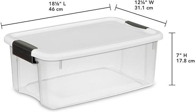 Sterilite 30 Quart (6 Pack) &amp 18 Quart (6 Pack) Clear Plastic Stackable Storage Container Bin Box Tote with White Latching Lid Organizing Solution
