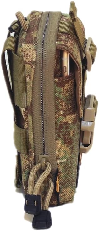 Looyoo/A148 Tactical Phone Pouch with Shoulder Strap EDC Utility Waist Pack Dual Layer Nylon Black and Khaki