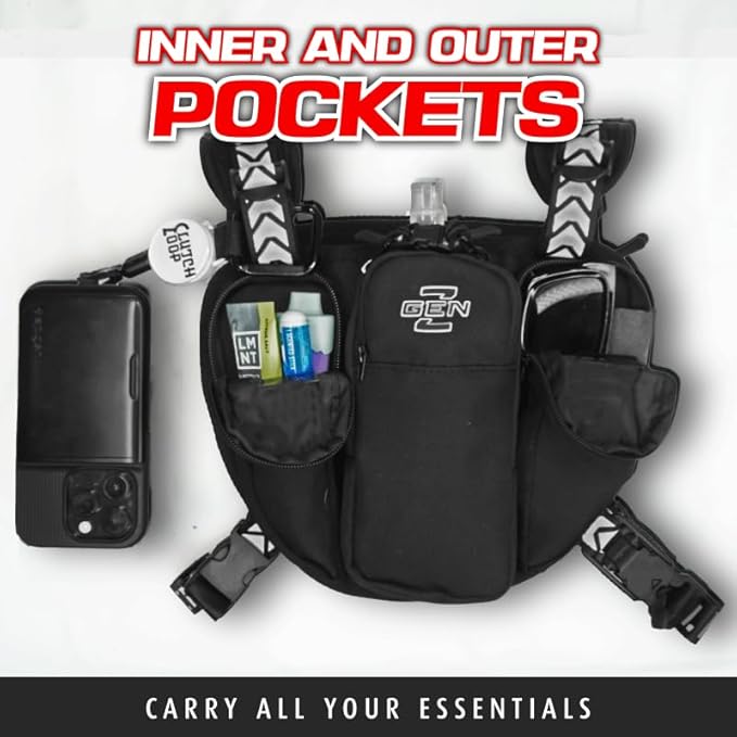 Chest Pack for Skiing – Slim Chest Pack for Skiing and Snowboarding with 17oz Hydration Soft Flask | Ski Front Chest Bag &amp Ski &amp Snowboard Chest Pack