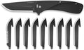 OUTDOOR EDGE RAZOR VX1 Black with 9 Black Drop Point Blades &amp 1 Serrated Blade - Replaceable Blade EDC Folding Pocket Knife - 3 Stainless Blade Black Anodized Aluminum Handle Reversible Pocket