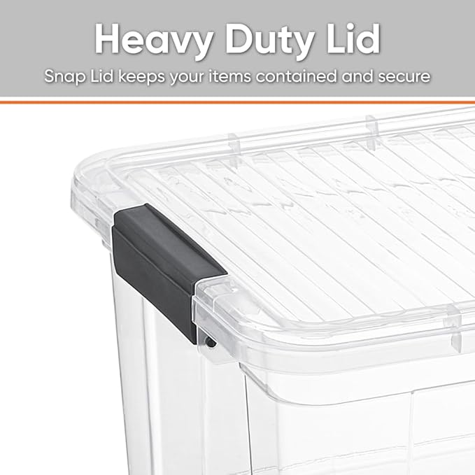Superio Clear Storage Box with Lid 36 Quart Plastic Container Bins for Organizing Stackable Crates BPA Free Non Toxic Odor Free Organizers for Home Office School and Dorm