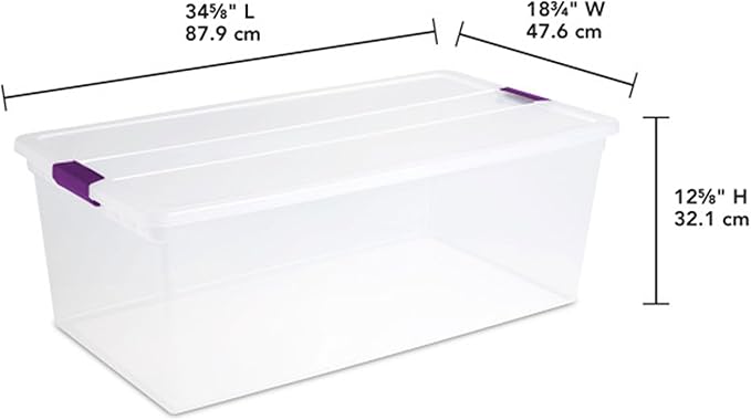 Sterilite 16-Pack 110 Quart ClearView Latch Box Stackable Organizer Bins with Latching Lids - Clear Plastic Organization Containers for Closet Bedroom Shelving Units and Everyday Home Storage