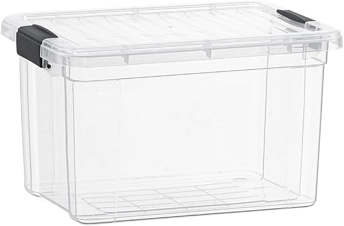Superio Clear Storage Box with Lid 49 Quart Plastic Container Bins for Organizing Stackable Crates BPA Free Non Toxic Odor Free Organizers for Home Office School and Dorm