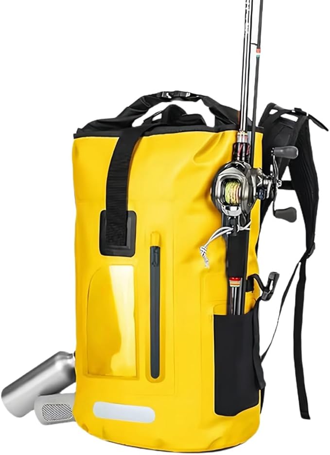 Generic Outdoor PVC Waterproof Dry Backpack Water Floating Bag Roll Top Sack for Kayaking Boating Camping Fishing Surfing (Yellow30L)