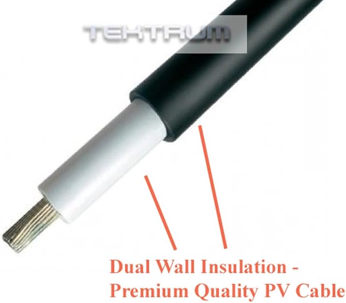 Tektrum UV-Resistant 50ft Long Double Layer PV Extension Cable with M/F Solar Connectors for Outdoor Solar Panel (Set of 2)