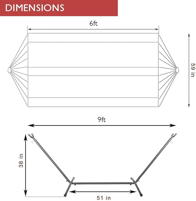 Double Hammock Two Person Adjustable Hammock Bed with Space Saving Steel Stand Includes Portable Carrying Case Easy Set Up
